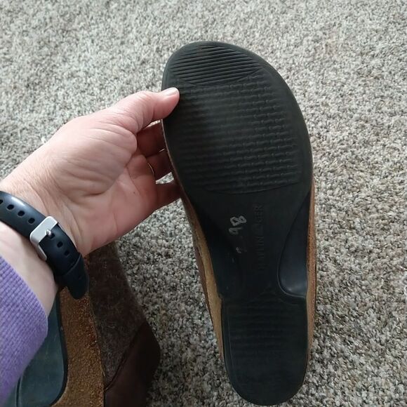 Haflinger Womens 41 Slip On Mule Clogs Wool Wedge Brown Tan - Picture 6 of 13